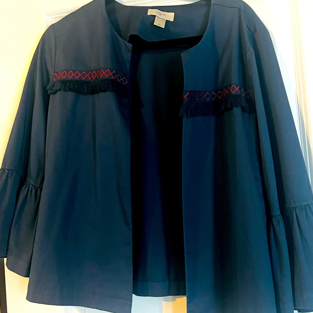 LOFT Ruffle Sleeve Blazer